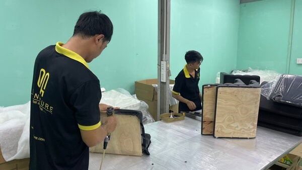 Sofa production process at QA Furniture