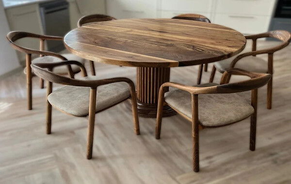 The dining table made from walnut wood