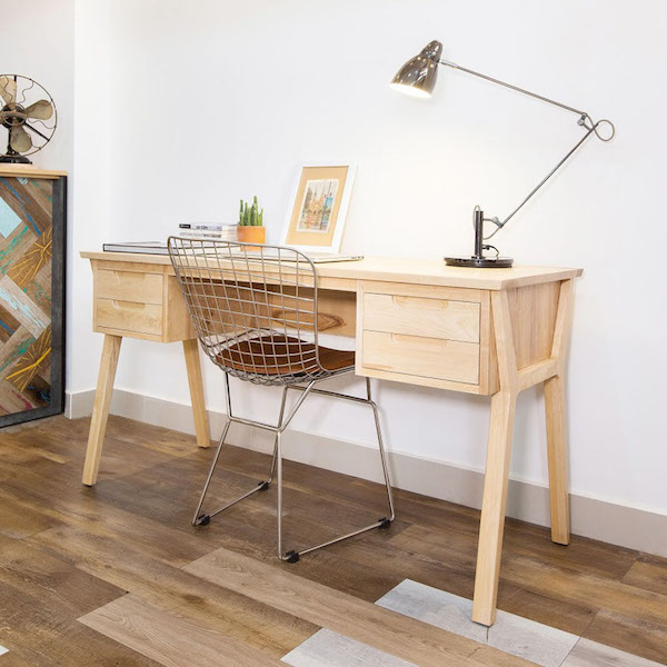 Ash wood desk with many small drawers brings maximum convenience to users