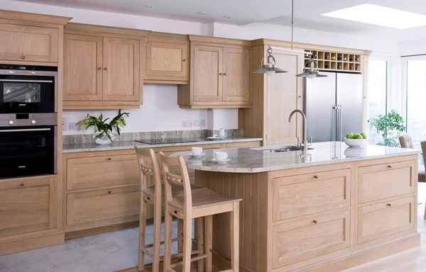 Ash wood furniture in kitchen design and decoration