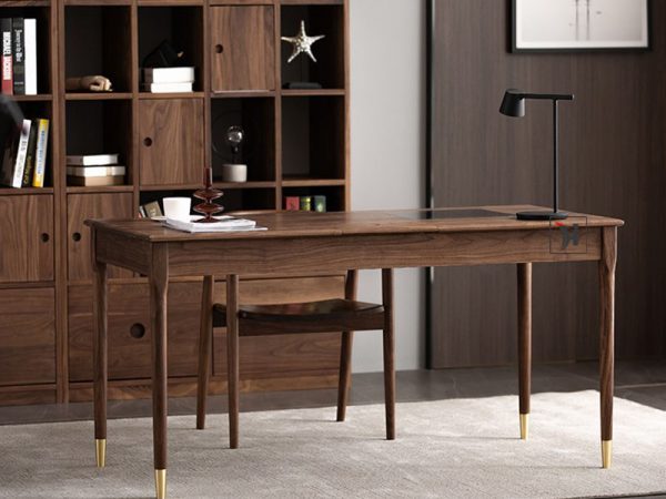 Luxurious, sophisticated desk with dark brown tone from walnut wood