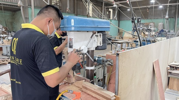 The furniture production workshop space at QA Furniture in Binh Duong