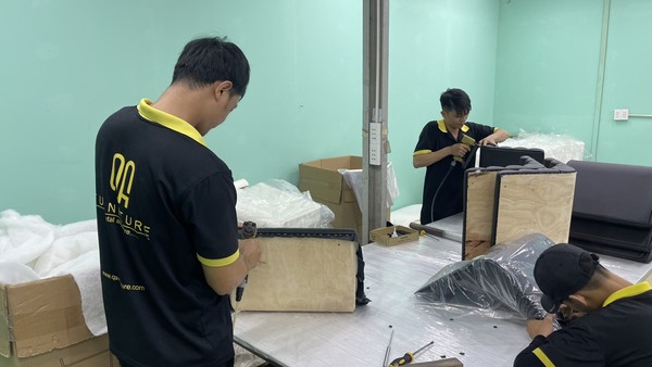 Employee of upholstered furniture contractor in Vietnam