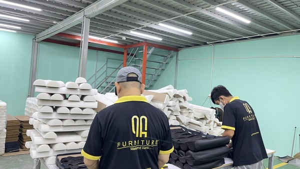 The upholstered furniture production workshop space at QA Furniture.