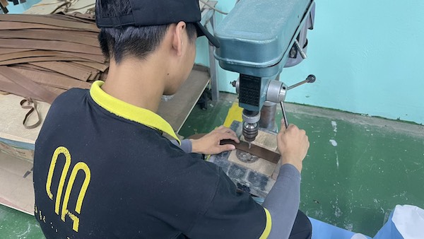 Leather cutting process, preparing upholstery for sofa